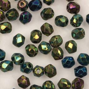 Fire polished 3 мм Jet Green Iris