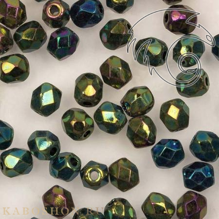 Fire polished 3 мм Jet Green Iris FP-3-23980-21455