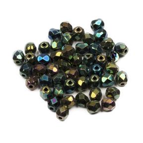 Fire polished 3 мм Jet Green Iris