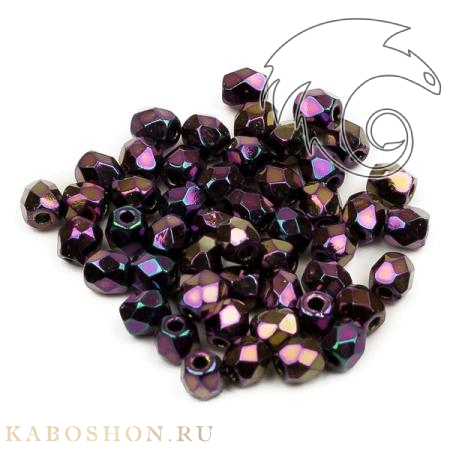Fire polished 3 мм Jet Purple Iris FP-3-23980-21495