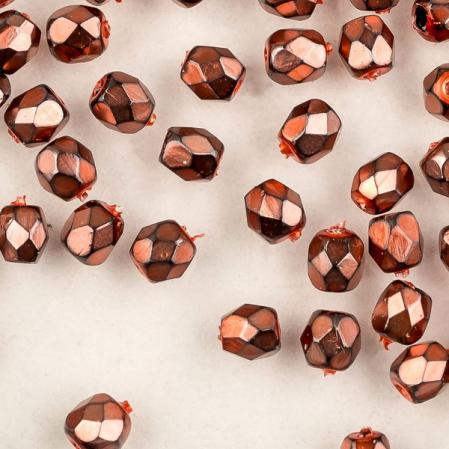 Fire polished 3 мм Jet Heavy Metal Salmon