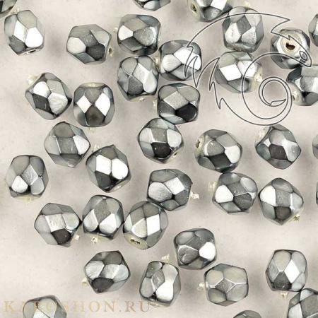 Fire polished 3 мм Jet Heavy Metal Silver FP-3-23980-34400