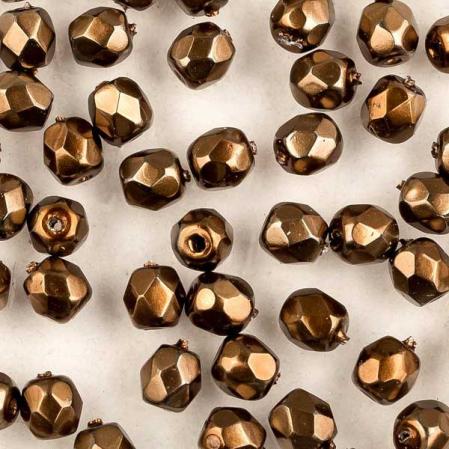 Fire polished 3 мм Jet Heavy Metal Light Bronze