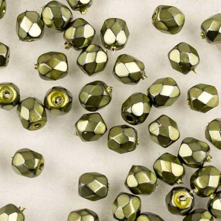 Fire polished 3 мм Jet Heavy Metal Green Apple