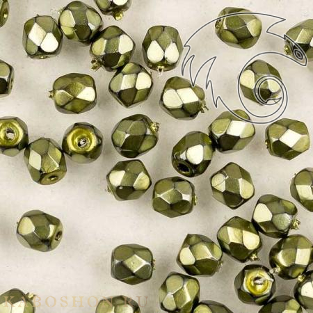 Fire polished 3 мм Jet Heavy Metal Green Apple FP-3-23980-34544