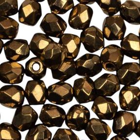 Fire polished 3 mm Jet Gold