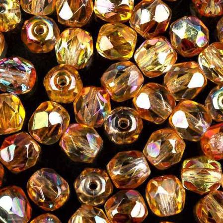 Fire polished 4 мм Crystal Orange Rainbow