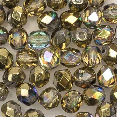 Fire polished 4 мм Crystal Golden Rainbow