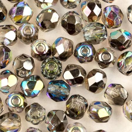 Fire polished 4 мм Crystal Graphite Rainbow
