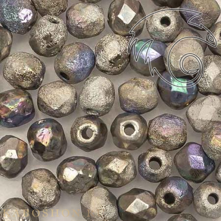 Fire polished 4 мм Crystal Etched Glittery Argentic FP-4-00030-98554E