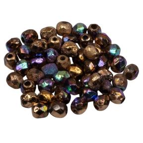 Fire polished 4 мм Crystal Etched Glittery Bronze