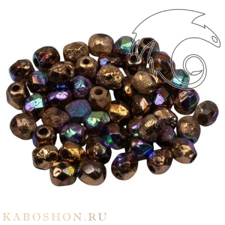 Fire polished 4 мм Crystal Etched Glittery Bronze FP-4-00030-98556E