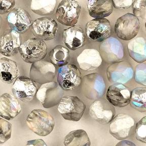 Fire polished 4 мм Crystal Etched Silver Rainbow