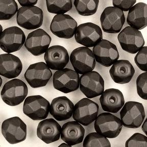 Fire polished 4 мм Alabaster Metallic Black