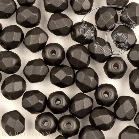 Fire polished 4 мм Alabaster Metallic Black FP-4-2010-29400