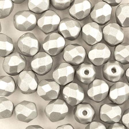 Fire polished 4 мм Alabaster Metallic Silver