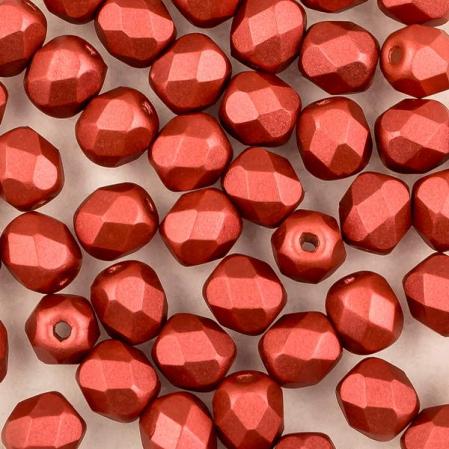 Fire polished 4 мм Alabaster Metallic Red