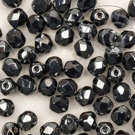 Fire polished 4 мм Jet Hematite FP-4-23980-14400