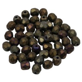Fire polished 4 мм Jet Matted Brown Iris