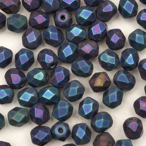 Fire polished 4 мм Jet Matted Blue Iris