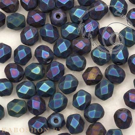 Fire polished 4 мм Jet Matted Blue Iris FP-4-23980-21135
