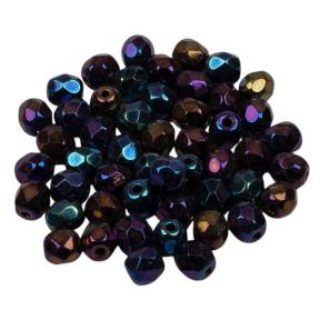 Fire polished 4 мм Jet Blue Iris