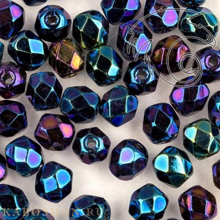 Fire polished 4 мм Jet Blue Iris FP-4-23980-21435
