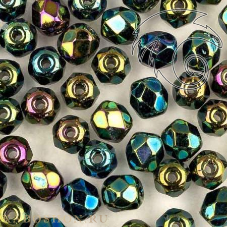 Fire polished 4 мм Jet Green Iris FP-4-23980-21455