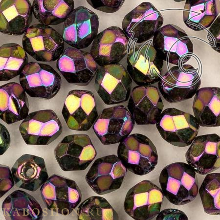 Fire polished 4 мм Jet Purple Iris FP-4-23980-21495