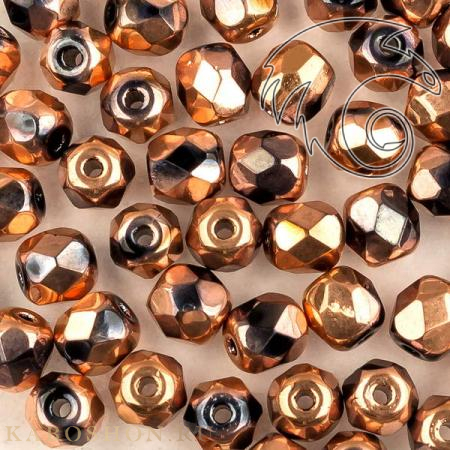 Fire polished 4 мм Jet Capri Gold Full FP-4-23980-27100
