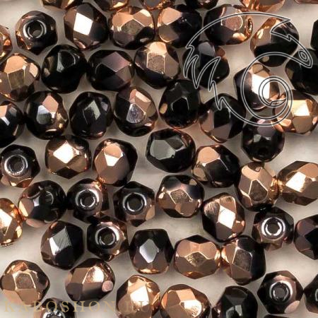 Fire polished 4 мм Jet Capri Gold FP-4-23980-27101