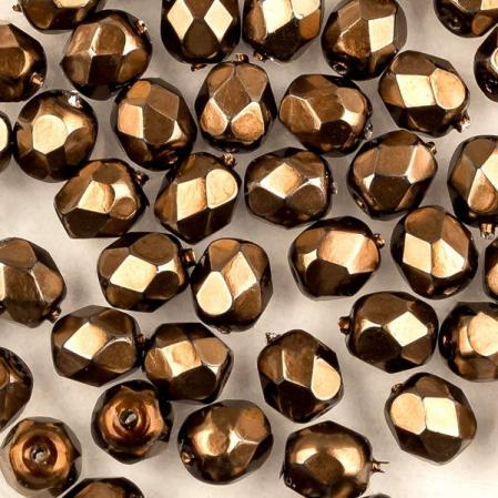 Fire polished 4 мм Jet Heavy Metal Light Bronze
