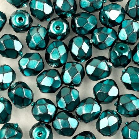 Fire polished 4 мм Jet Heavy Metal Turquoise