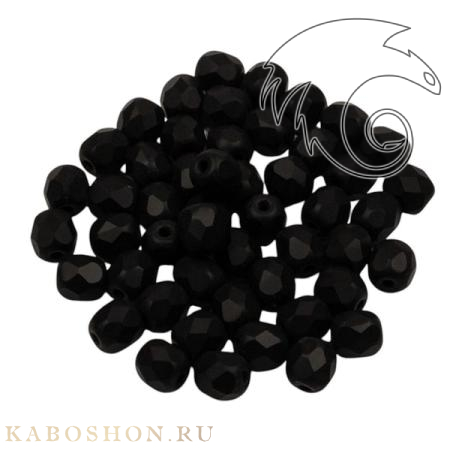 Fire polished 4 mm Jet Matted FP-4-23980-84110