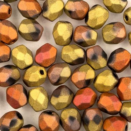 Fire polished 4 мм Jet California Gold Rush Matted