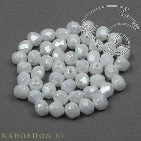Fire polished 4 mm Chalk White Shimmer FP-4-3000-21402
