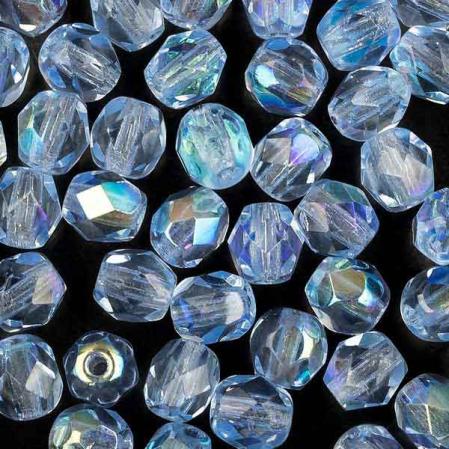 Fire polished 4 мм Light Sapphire AB