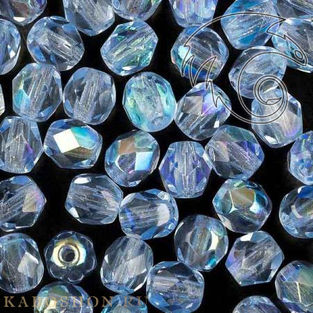 Fire polished 4 мм Light Sapphire AB FP-4-30010-28701