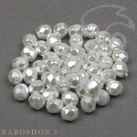 Fire polished 4 mm Bright White FP-4-70400