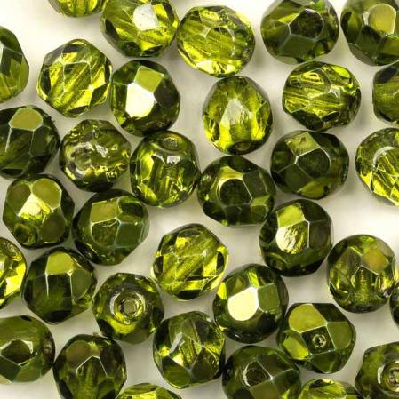 Fire polished 6 мм Crystal Olive Metallic Ice