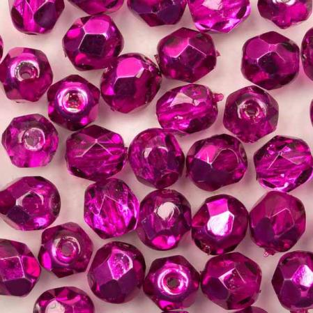 Fire polished 6 мм Crystal Hot Pink Metallic Ice