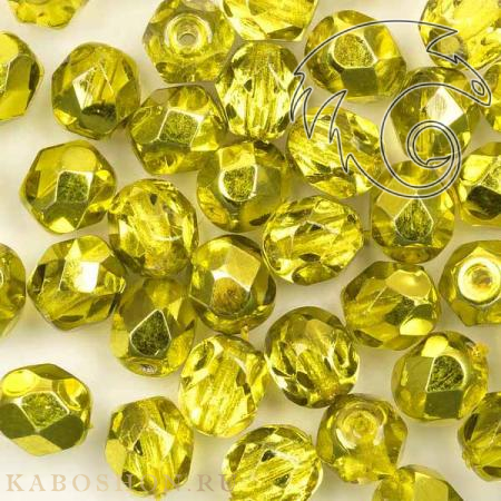 Fire polished 6 мм Crystal Citron Metallic Ice FP-6-00030-67819