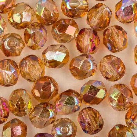Fire polished 6 мм Crystal Orange Rainbow