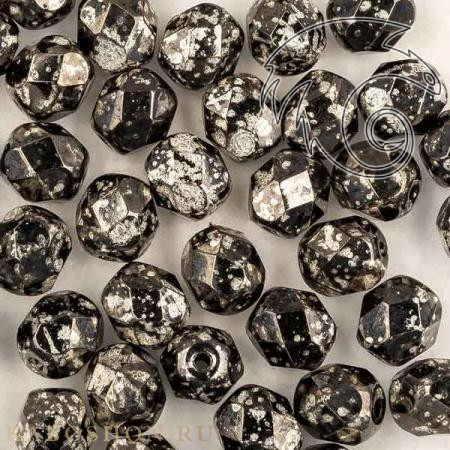 Fire polished 6 мм Jet Antique Chrome FP-6-23980-18549