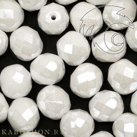 Fire polished 8 мм Chalk White Shimmer FP-8-3000-21402