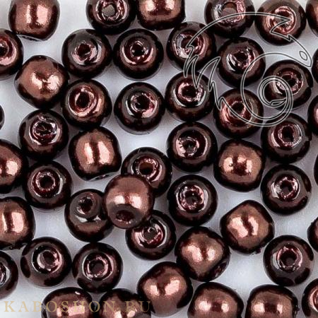 Стеклянный жемчуг 2 мм Shiny Dark Sienna Pearl-2-70408