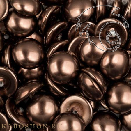 Glass Pearl Cabochons 14 мм Shiny Light Brown PearlCab-14-70418-1