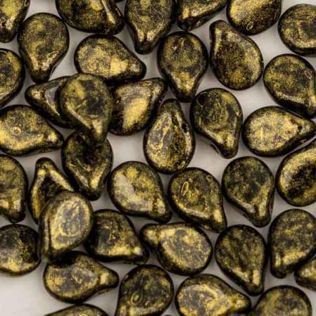 Pip Beads 5х7 мм Jet Gold Picasso