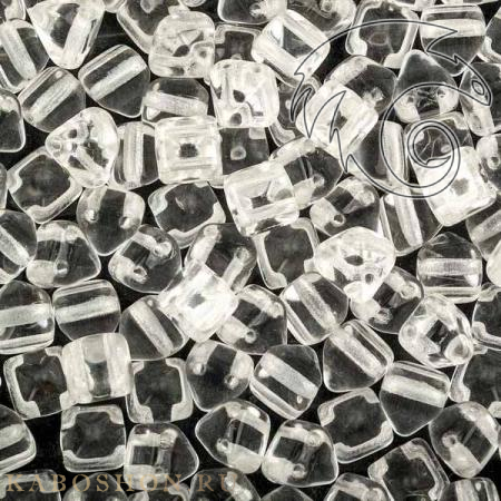 Pyramid beads 2-hole 6 мм Crystal Pyr-00030-1