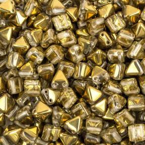 Pyramid beads 2-hole 6 мм Crystal Amber